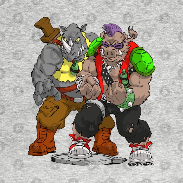 Rocksteady and Bebop TMNT by SketchbooksTees